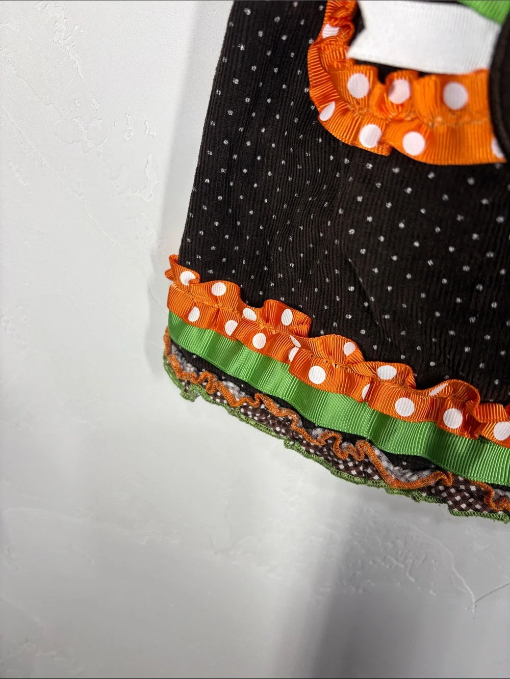 Bonnie Jean Brown Corduroy Polka Dot Turkey Appliqué Dress size 5